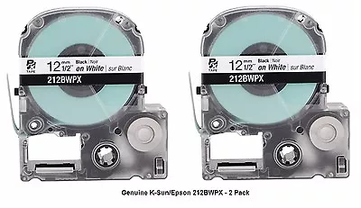 2-PACK GENUINE K-Sun/Epson 212BW Black On White PX Label Tape 1/2  KSun 212BWPX • $37.50