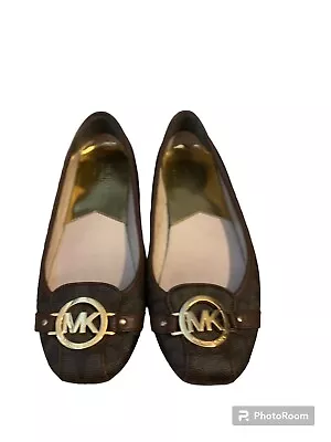 Michael Kors Fulton Studded Logo Moccasins US 9 Signature Brown • $29