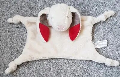 Rabbit Baby Doudou Comforter Blanket Cream Grey Red Inner Ears Sainsburys Unisex • £5