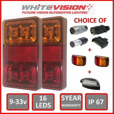 $50 • Buy Trailer Kit - Multi Volt Whitevision Trailer Tail Lights 16 Leds Waterproof