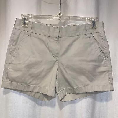 J. Crew Chino Beige Khaki Chino Shorts Women's 6 Flat Front 4 Pocket Belt Loops • $10