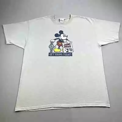 Vintage Disney Mickey Mouse T-Shirt Adult XXL Cream Watch Cartoon Made USA 90s • $19.99