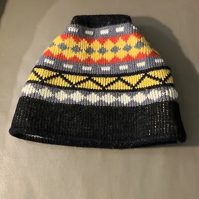 Vintage Wigwam Beanie Winter Ski Hat Cap Men’s Large- Black Yellow Gray Red • $18