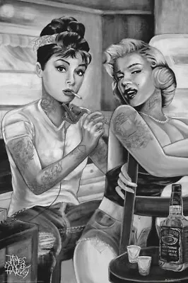 MARILYN MONROE AUDREY HEPBURN POSTER Amazing Tattoo Scene RARE NEW 24x36 • $11.99