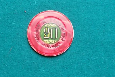 Principality Of Monaco Societe Des Bains De Mer Vintage Casino Chip 20 Francs • $150