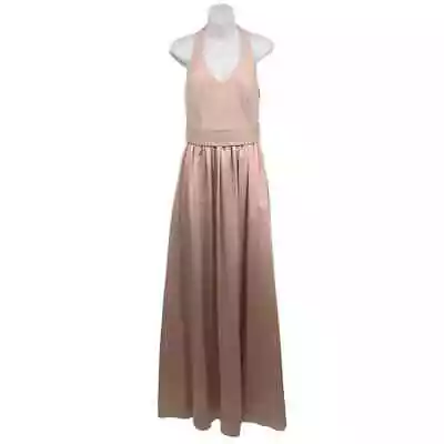 WHITE By Vera Wang V-Neck Halter Gown 6 Sleeveless Wedding Slit Sash Blush NWT • $75