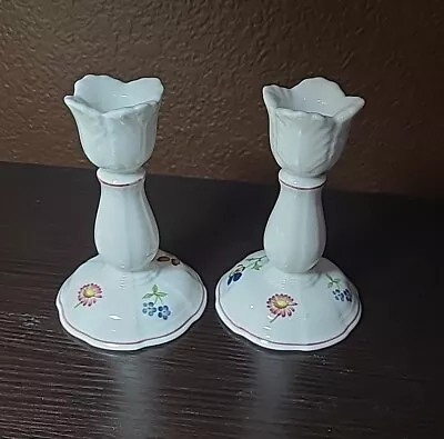 Villeroy & Boch Luxembourg  Petite Fleur Candlestick Candle Holder~ Pair • $25