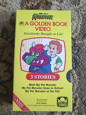 Vintage Used Golden Book Video VHS My Pet Monster  3 Story Cartoon 1986 • $5