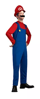 UK Boys Fancy Dress Mario Plumber Bros Costume Outfit Halloween Party • £6.99