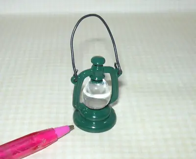 $5.49 • Buy Miniature Sturdy Green Metal Camping Lantern W/Glass Globe -DOLLHOUSE 1:12