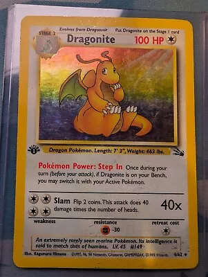 Pokémon TCG Dragonite Fossil 4/62 Holo 1st Edition Holo Rare HP-MP • $100