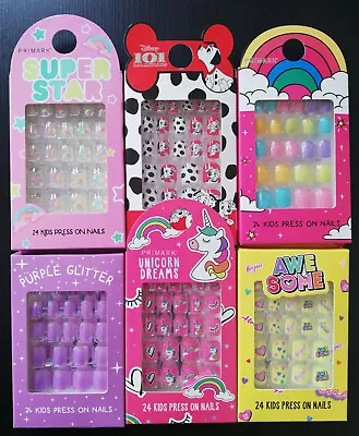 Primark Kids Children False Finger Nails - 24 Kids Press On Nails (Pre- Glued) • £2.99