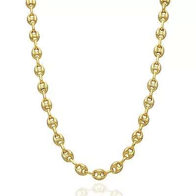 18K Yellow Gold Over Silver 7mm Puffed Anchor Mariner Chain 16 -24  • $211.58