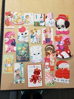 Lot Of  (19) Vintage Children's Greeting Cards-  Birthday Christmas Easter... • $10