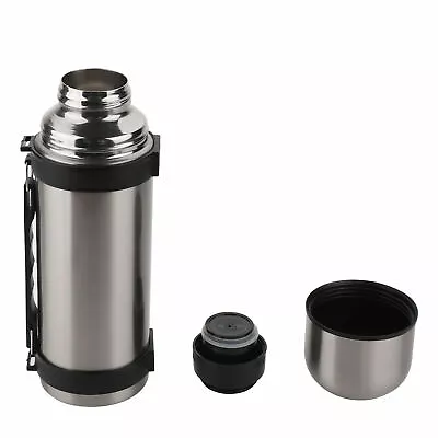 Large 1.1 L Stainless Steel Pot Insulated Vacuum Jug Flask Travel Thermos Handle • £12.99