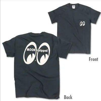 Men's Mooneyes Moon Equipped Classic Black Pocket T-Shirt Cotton MQTP002BK • $34.99