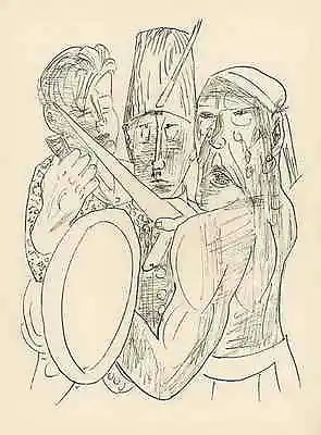 The THREE BOYS D.MEPHISTOPHELES - Max BECKMANN - 1957 Original Wood Engraving No. 26 • $52.42