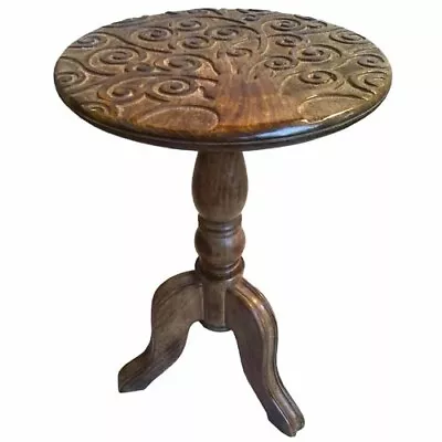 £68.99 • Buy Tree Of Life Design Hand Carved Mango Wood Round Side Table 56cm