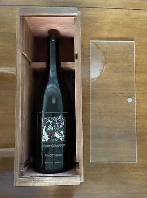 3.0L Double Magnum Etched/Hand Painted Empty Wine Bottle With Wooden Case • $99.95