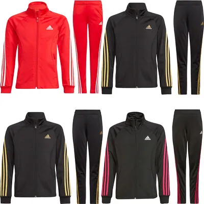 Adidas Girls Tracksuits Bottoms 3-Stripes Trouser Full Zip Jacket Track Suit • £22.99