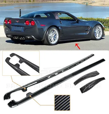 HYDRO CARBON FIBER Side Skirts For 05-13 Corvette C6 Z06 | ZR1 Style & Mud Flaps • $249.99