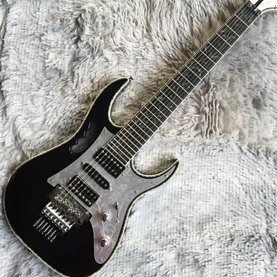 Black 7-Strings 7V Electric Guitar Solid Open H-S-H Pickups FR Bridge Maple Neck • $252