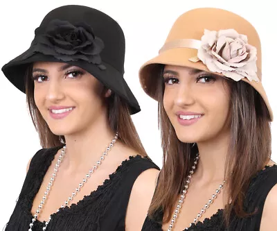 £7.99 • Buy 1920's Cloche Hat With Flower Ladies Vintage Gatsby Girl Fancy Dress Costume