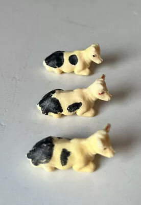 Vintage Miniature Plastic Cow Figurines Toys Black White Farm Hong Kong • $10.50