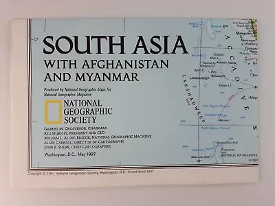 National Geographic Society Map South Asia With Afghanistan And Myanmar • $5
