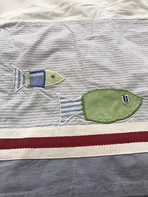 Pottery Barn Kids Crib Bed Skirt Fish Nautical Red White Blue • $24.99