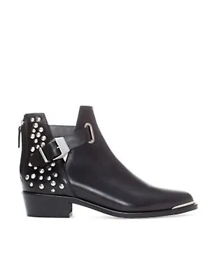 ZARA BASIC Black Studded Pointed Toe Booties -Size 38 • $25