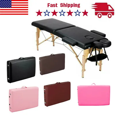 2-Folding Massage Table Portable Facial SPA Bed Tattoo Salon Beauty Health 84  • $83.35