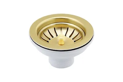 £16.95 • Buy 115mm Polished Gold Kitchen Sink Strainer Waste Plug Set - Fits 90mm Waste Hole
