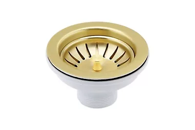 115mm Polished Gold Kitchen Sink Strainer Waste Plug Set - Fits 90mm Waste Hole • £16.95