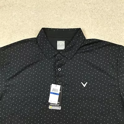 Callaway Mens XL Golf Polo Shirt New Opti Dri Black All Over Print Logo • $35.99