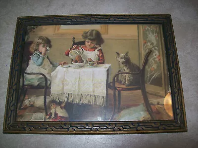 Vintage Card  Print Little Girls Tea Party • $4.95