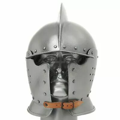 Medieval Burgonet Helmet Museum Knight Helmet Free Leather Liner Preowned Leathe • $89.63