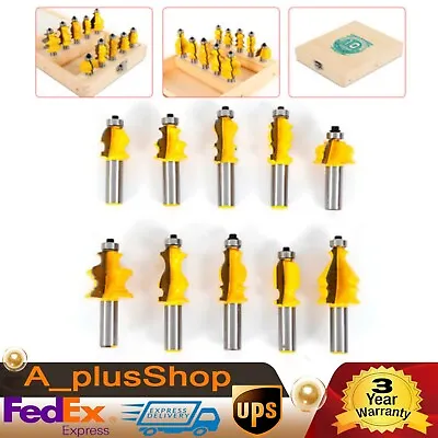 10pcs 1/2  Shank Molding Router Bit Set Architectural Specialty Woodworking Tool • $68.40