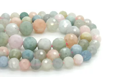 Natural Morganite Faceted Round Sphere Ball Round Gemstone Beads RNF80 • $58.34