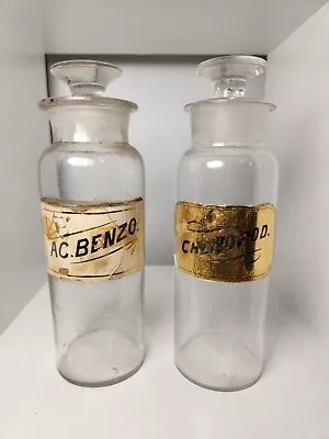 Antique Apothecary Bottle/Jar X2 Label Under Glass.  • $45