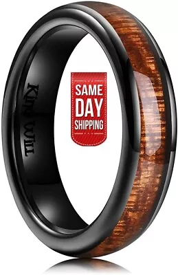 Nature 3mm 4mm 5mm 6mm Black Domed Koa Wood Ceramic Ring Wedding Band Polished. • $31.98