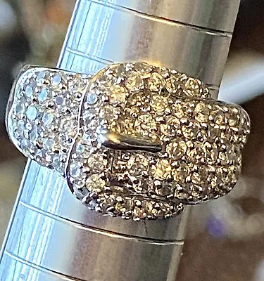 $60 • Buy CWE CHARLES WINSTON Sterling Pave CZ Belt Buckle Band Ring Size 5.75❤️