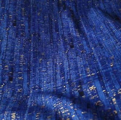 Royal Blue & Metallic Gold Cork-Print Cotton Shirting/Quilting- So Cute!! • $12