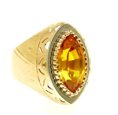 Ring Chevalier Men's Vintage Years 50 IN Gold Solid 18K Sapphire Synthetic • $454.43