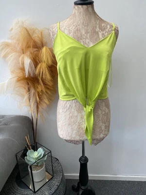 £2.50 • Buy Zara Ladies Neon Green Tie Front Vest Top-size M Size 12