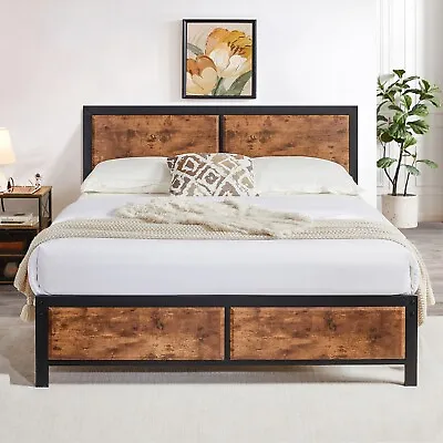Bed Frame Twin/Full/Queen Size With Wooden Headboard Heavy Duty Metal Platform • $139.87