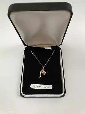 9ct Yellow Gold Dice & Horn Of Plenty Pendant + 40cm Oval Link Chain In Gift Box • £9.99