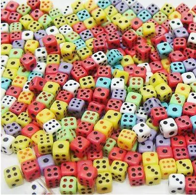 Smartdealspro 100 Assorted 5MM D6 Mini Dice Game Dot Square Dice Set • £7.52