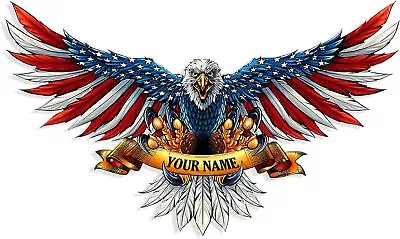 Personalized Eagle Metal Sign Custom Family Name USA Forces 4th July Wall Decor  • $23.39