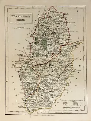 Map Of Nottinghamshire Hand Colour Circa 1840 • £19.99